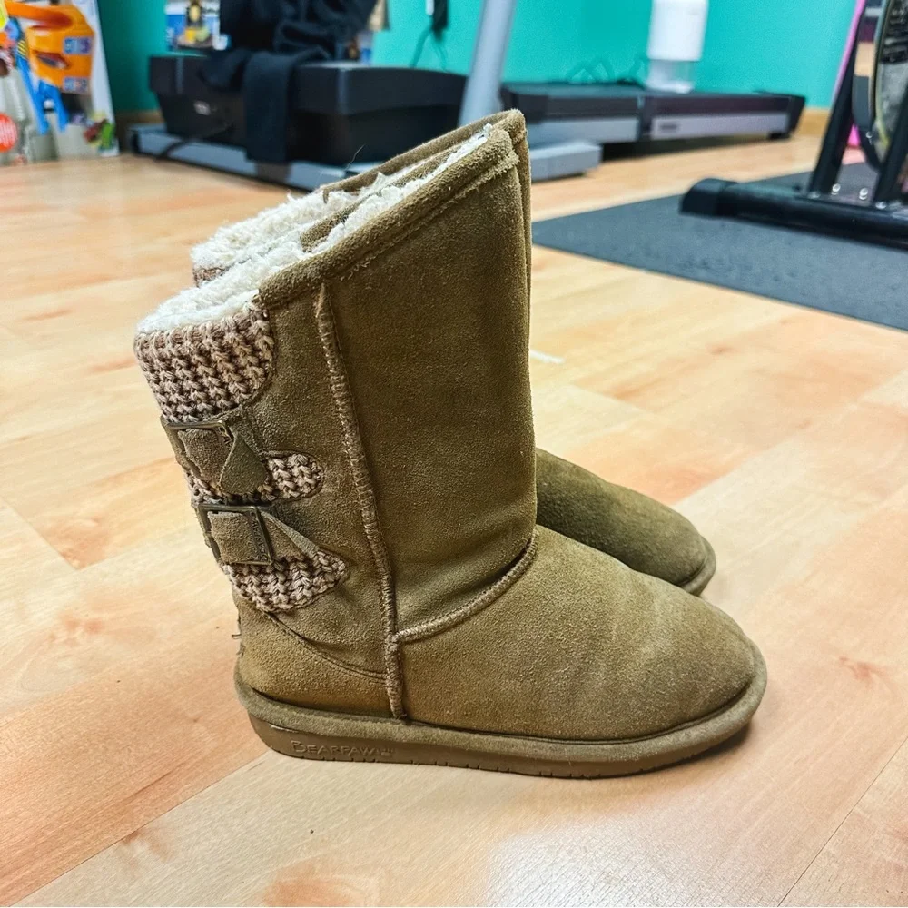 Bearpaw Hickory Boshie Youth Faux Fur Mid-Calf Casual Boots Girls Size 4